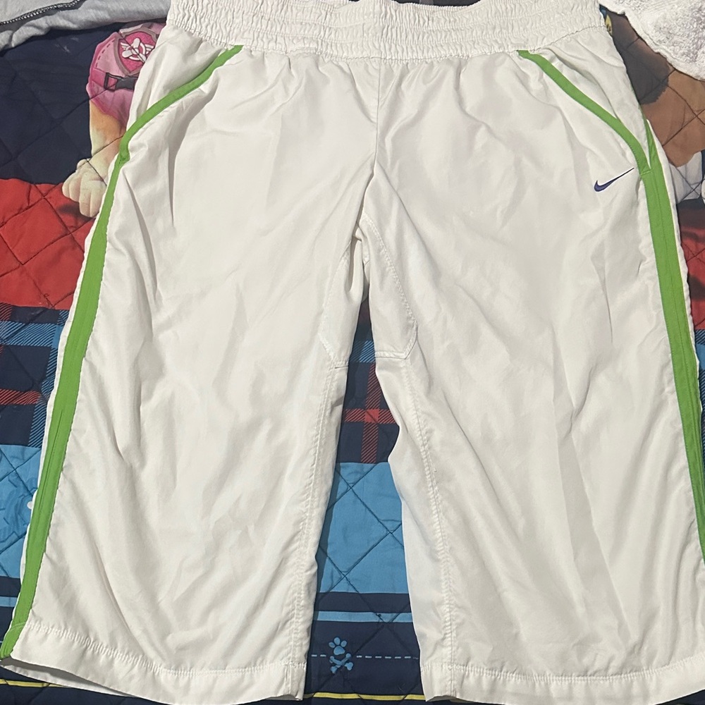 Nike Kids White Shorts with Green Trim